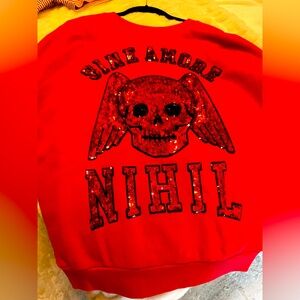 Gucci Red Sequin Winged Skull Sweatshirt
